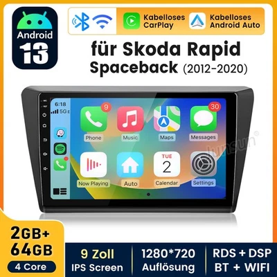 Für Skoda Rapid Spaceback 2012-2020 Carplay Autoradio GPS Nav WIFI BT DAB+ 64G - Bild 1 von 4