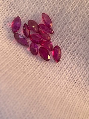 Rare Loose Lot (12) Marquise Cut Deep Red Natural Ruby Gemstones .58ctw - Image 1 of 4