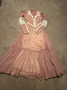 Vintage 1970's Pink Gunne Sax Black Label Dress Jessica McClintock Maxi Dress 7 - Picture 1 of 9