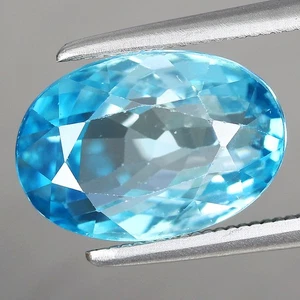 6.49ct 11.4x7.9mm Oval Natural Ravishing Color! Blue Zircon Cambodia Gemstone - Picture 1 of 4