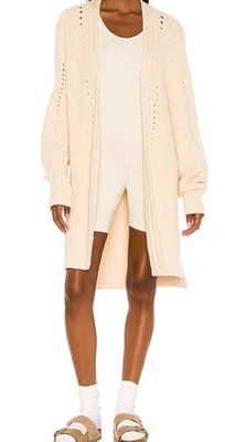 Free People Nightingale Cardigan Womens Medium Ivory Knit Slouchy Oversized - Image 1 of 4
