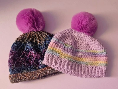 Gorros de ganchillo hechos a mano para bebés con bola de soplo en la parte superior (2) 0-6 meses Foto 1 de 4