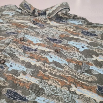 Camisa para hombre Woolrich Fish temática verde camuflaje exterior algodón - XL/A2 Foto 1 de 4