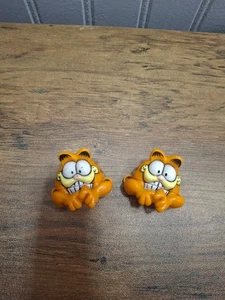 Paar Vintage 1981 Garfield Schnürsenkel Schlösser Bogen Beißer - Bild 1 von 5