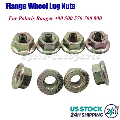 8x Flange Wheel Lug Nuts For Polaris Ranger 400 500 570 700 800 Replace #7542459 - Image 1 of 4