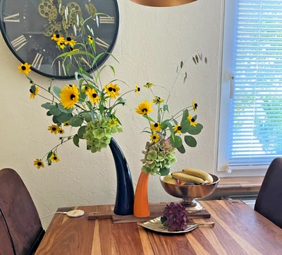  Tiziano Solifleur gebogene Vase Blumenvase Designer Vase 32 cm hoch schwarz    - Bild 1 von 4