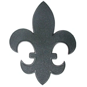 Plancha Sobre parche Apliquante Giant Fleur De Lys Negro 5 7/8" de altura Mardi Gras - Imagen 1 de 1