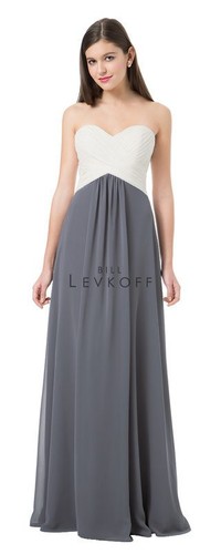 VALENTINO Abito chiffon Bill Levkoff A Line senza spalline Sweetheart Avorio peltro taglia 10
