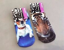 NEW! Lot of 2 FREE PRESS Sublimation Novely Ankle Socks, Size 9-11 - Dog Tiger