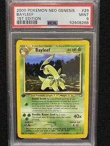 Pokémon Neo Genesis 2000 primera edición Bayleef 29/111 PSA 9 como nuevo - Imagen 1 de 1