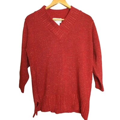Vintage DVF Diane Von Furstenberg Red Metallic Sweater Size S Pullover Holiday - Image 1 of 4