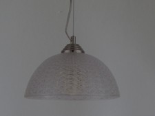 BNIB Patterned Glass Pendant Drop Light with Polished Nickel Rose & Fitting