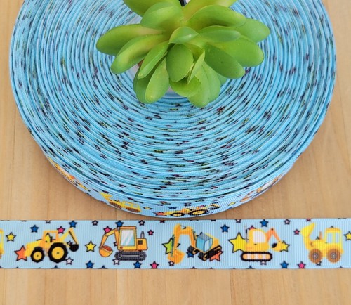 7/8 Inch (1 YD) Construction Truck Grosgrain Ribbon Tractor Dump Truck ...