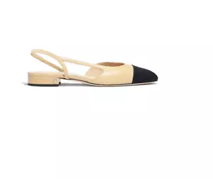 Size 42EU NEW CHANEL Goatskin Grosgrain Cap Toe CC Slingback Flat w/ Receipt - Picture 1 of 21