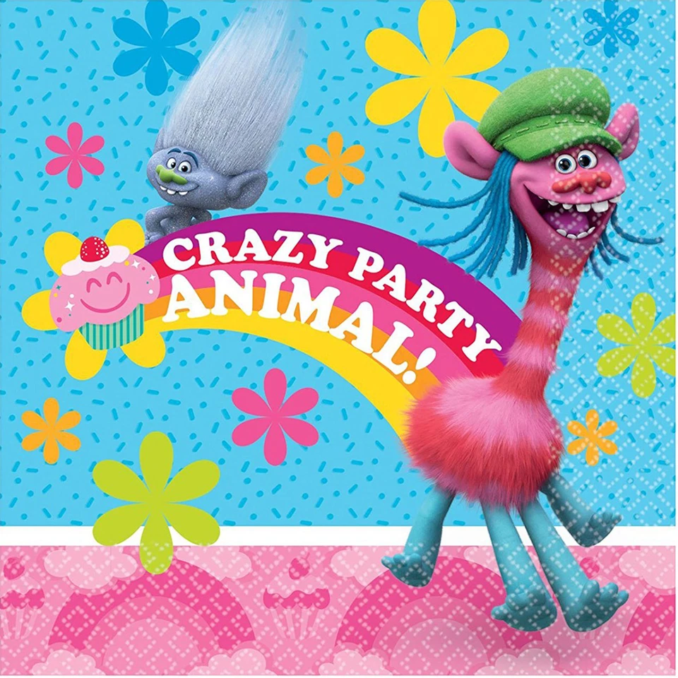 Servilletas para bebidas Trolls Party Supplies 16ct. Foto 1 de 1