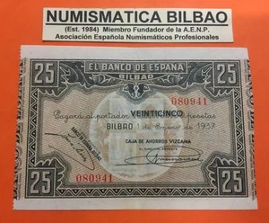 Bilbao Euzkadi 25 Pesetas 1937 Box Of Savings Vizcaya Sc- Pick S563 - Picture 1 of 2