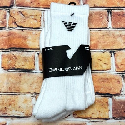 Paquete de 3 calcetines EMPORIO ARMANI para hombre blancos (talla única) 6,5 a 13,5 Foto 1 de 4