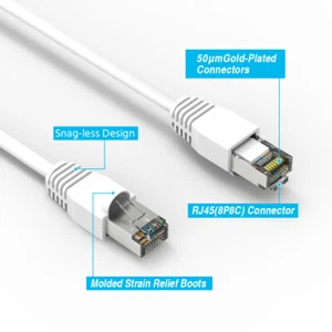 100'ft Cat6 RJ45 STP SSTP Red LAN Blindada Cable Ethernet Cobre Blanco UV - Imagen 1 de 2