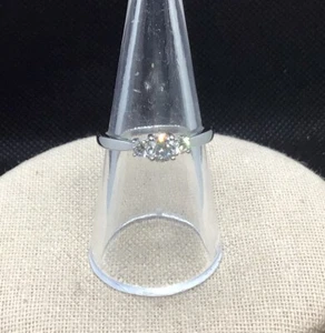 14K White Gold 3 Stone Moissanite Ring Sz 7.25 JJ326 - Picture 1 of 7