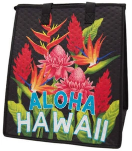 Island Elegance Black - Large Insulated Lunch Bag by Tropical Paper Garden - Picture 1 of 1