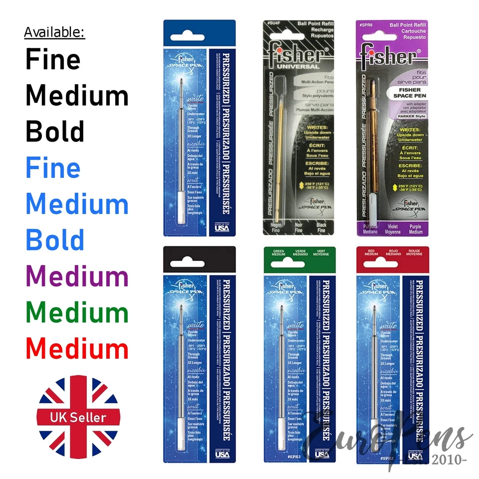 Fisher Space Pen Ballpoint Refills -All colours & widths- Parker Compatible - Uk - Image 1 of 1