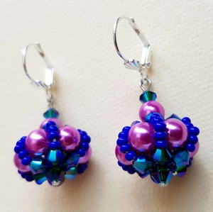 Handgefertigte Ohrringe NEU mit Glaswachsperlen und Swarovski® Elementen Emerald