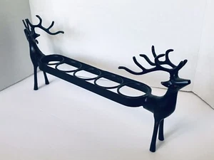 Black Metal Reindeer 5 Slotted Votive Candle Holder Fall Winter Centerpiece - Picture 1 of 8