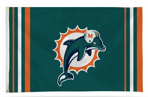 Miami Dolphins Flag Banner 3x5 Retro Design Premium Outdoor House Football Cover