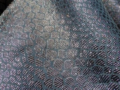 Goatskin leather hide Silver Swirling Contours Embossed on White full bodied - Image 1 of 4