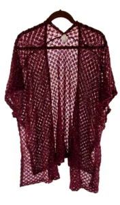 I Love S & S Inc Sweater Shawl Wrap One Size Burgundy w Gold Highlights - Picture 1 of 5