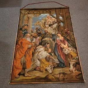 Arte tapiz francés de colección Peter Paul Reubens 56"x40" Jesús adoración de magos MCD - Imagen 1 de 8