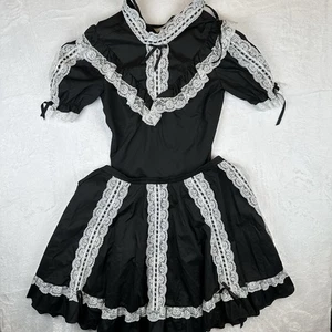 Blusa Top y Falda Cuadrada Moda De Colección Para Mujer Mediana Negra Encaje Danza Campesina - Imagen 1 de 11