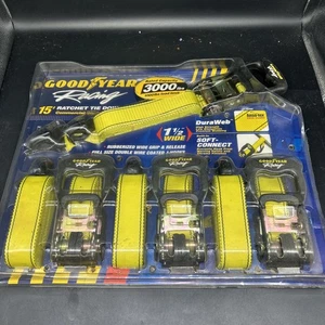 4 Pack 15ft Ratchet Tie Down Straps 3000lbs  1.5” Heavy Duty Goodyear - Picture 1 of 5