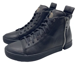 Diesel S-Nentish schwarz Leder hoher umlaufender Reißverschluss Turnschuhe Herren Größe 12 EU 45 - Bild 1 von 18