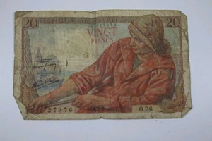 1942 France 20 Franc Francs Banknote Note Bill Currency Circulated Good Cond - Picture 1 of 2