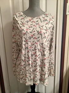 Croft & Barrow 1X Floral Red Cardinal Tee Tunika Langarm. - Bild 1 von 11