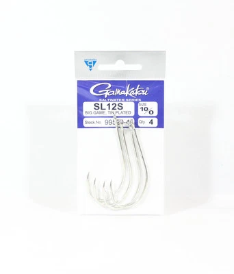 Gamakatsu SL12S Big Game Tin Plated Hook Size 10/0 ,4 Per pack (1380) - image 1 of 4