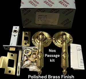 Period 6003-03 Brass Door Lever Set Passage Polished Brass Finish New Old Stock - Picture 1 of 5