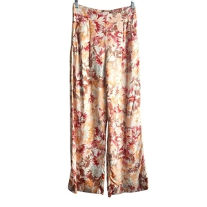 ABERCROMBIE & FITCH cremefarben rosa Blumen Leinenmischung weites Bein Überziehhose Small - Bild 1 von 8