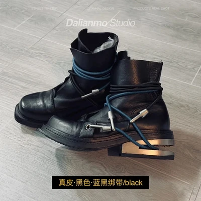 Botas de motocicleta para hombre de metal con tacón grueso a media pantorrilla punta redonda botas occidentales para mujer Foto 1 de 4