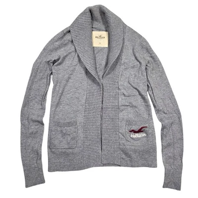 Y2k Hollister Sweater Gray Shawl Collar Knit Cardigan Womens XS 2000s Preppy Vtg - Image 1 of 4