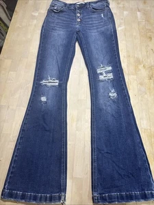 Kancan Damen Blau Distressed Denim Jeans Größe 11/29 Medium Wash Stretch Flare - Bild 1 von 13