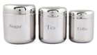 Tea Coffee Sugar Kitchen Storage Canisters Set Caddies Jars Containers Stainless