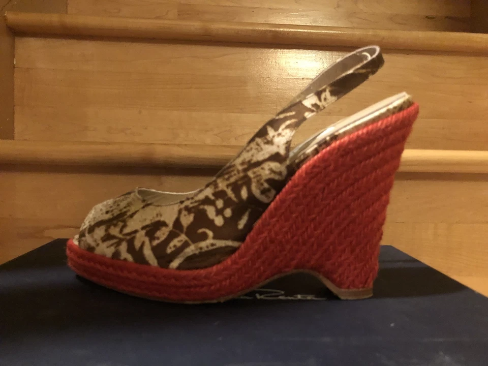 Zapatos de mujer, puntera abierta, florales, cuñas, talla 39 Foto 1 de 4