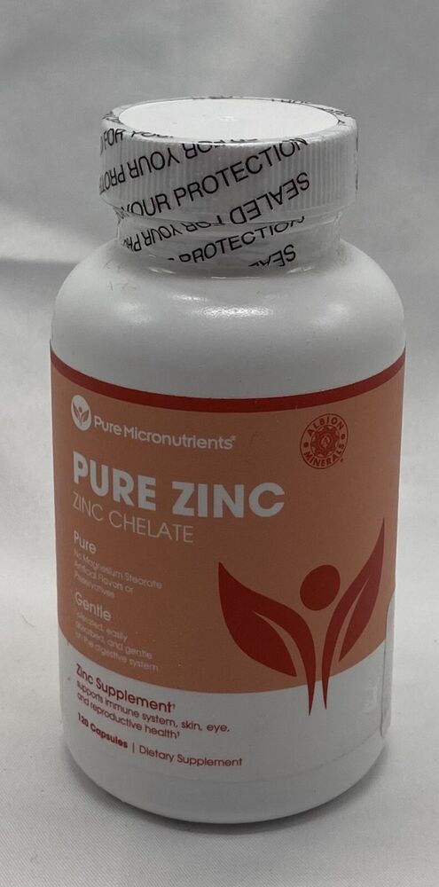 Natural Pure Zinc Glycinate Supplements, (Chelated) 25mg, 120 Capsules