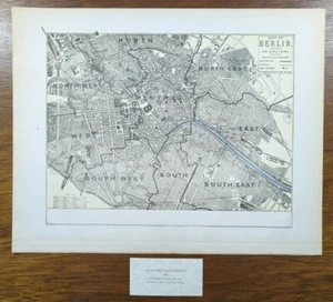 Vintage 1891 BERLIN GERMANY Map 14"x11" ~ Old Antique Original LICHTENBERG MITTE - Picture 1 of 8