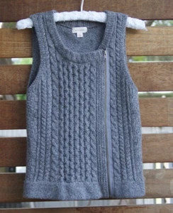WITCHERY CABLE KNIT WOOL COTTON VEST SWEATER SIDE ZIP GREY Size S - Picture 1 of 7