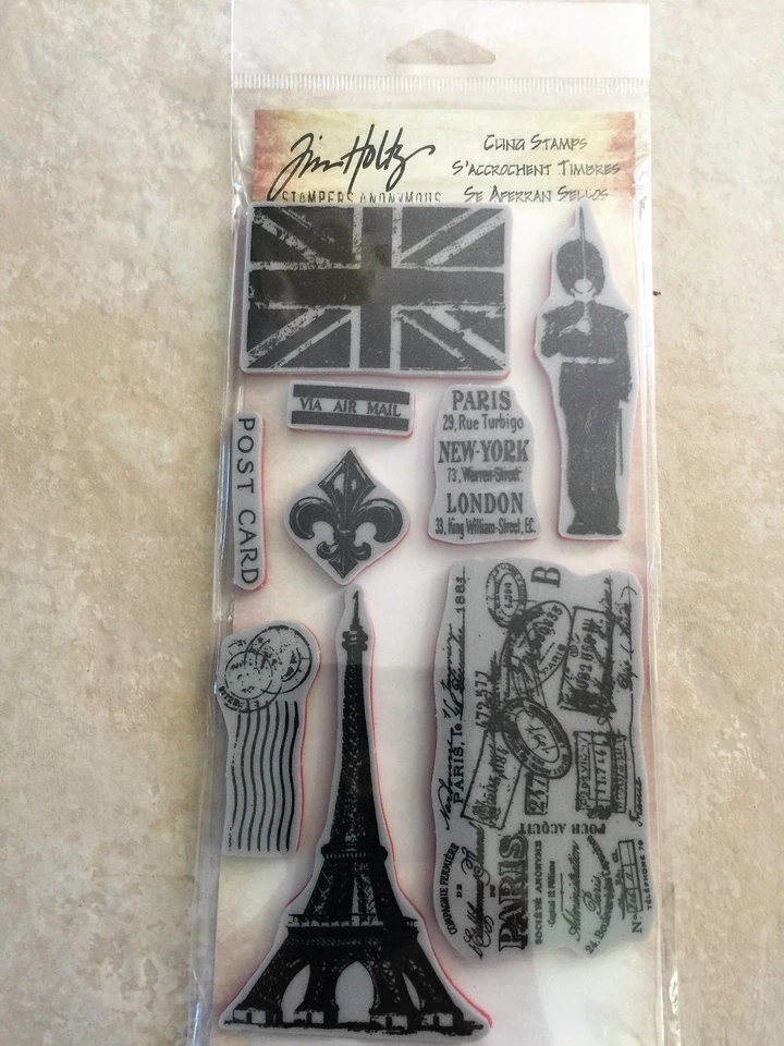 Набор резиновых зажимных штампов от Tim Holtz - THJ003 Париж Лондон новый - Изображение 1 из 1