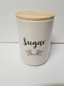 Sugar Canister with wood Lid - Picture 1 of 2