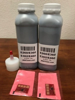 (200g x 2) Toner Refill for Lexmark E260, E260dn E360, E460 Printer + 2 Chip - Image 1 of 2